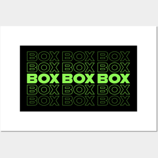 Box Box Box F1 Faded Green Text Design Posters and Art